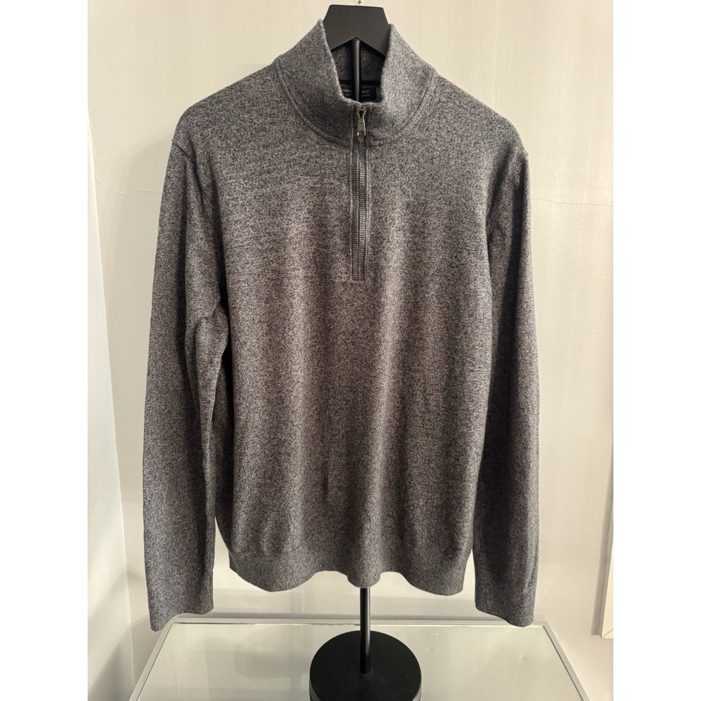 Banana Republic Sweater Mens XL Black 1/4 Zip Pullover Pima Blend Cashmere New
